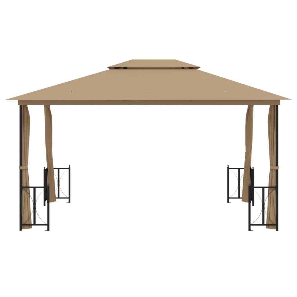 Prieel met zijwanden en dubbel dak 3x4 m taupe is nu te koop bij PeponiXL, paradijselijk wonen!