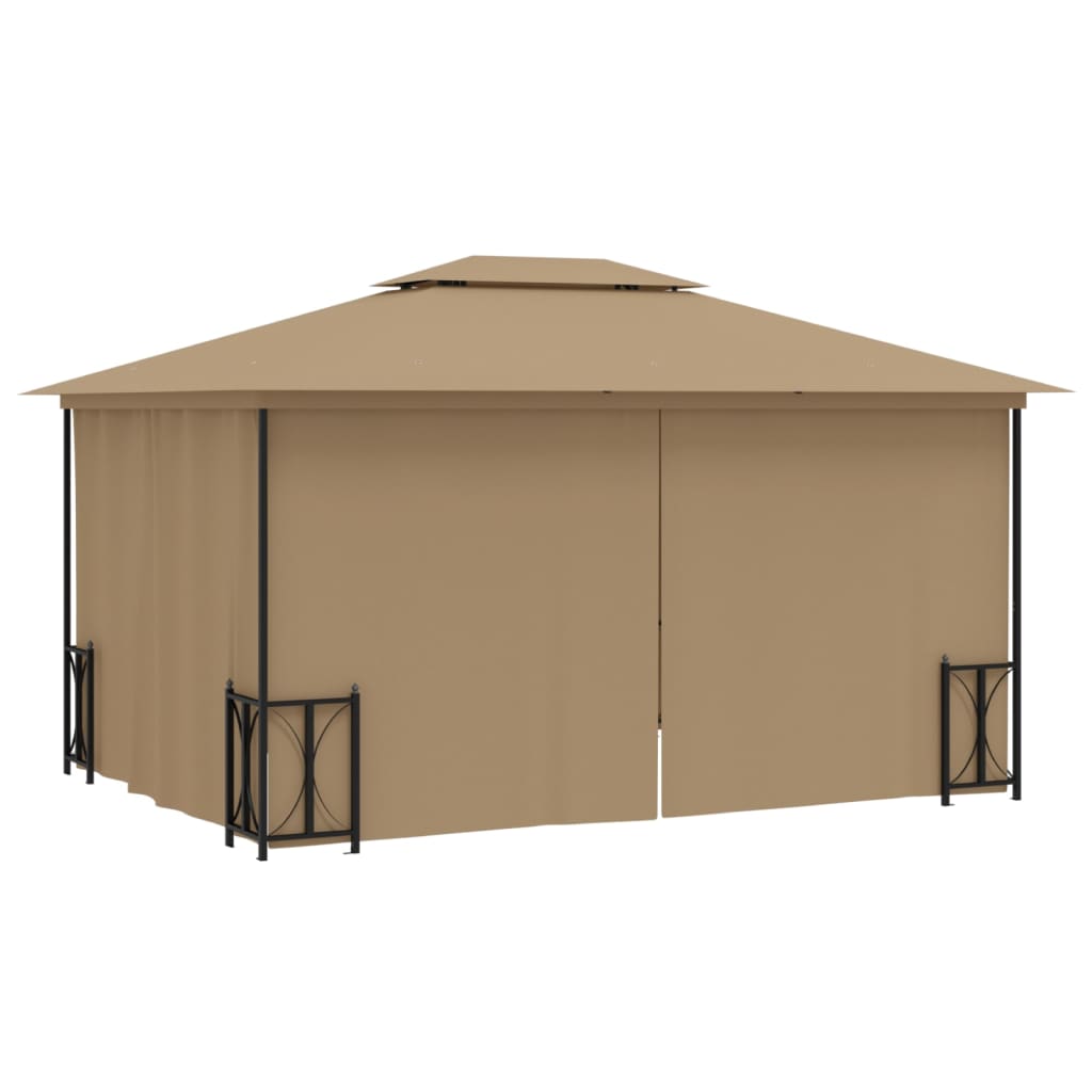 Prieel met zijwanden en dubbel dak 3x4 m taupe is nu te koop bij PeponiXL, paradijselijk wonen!