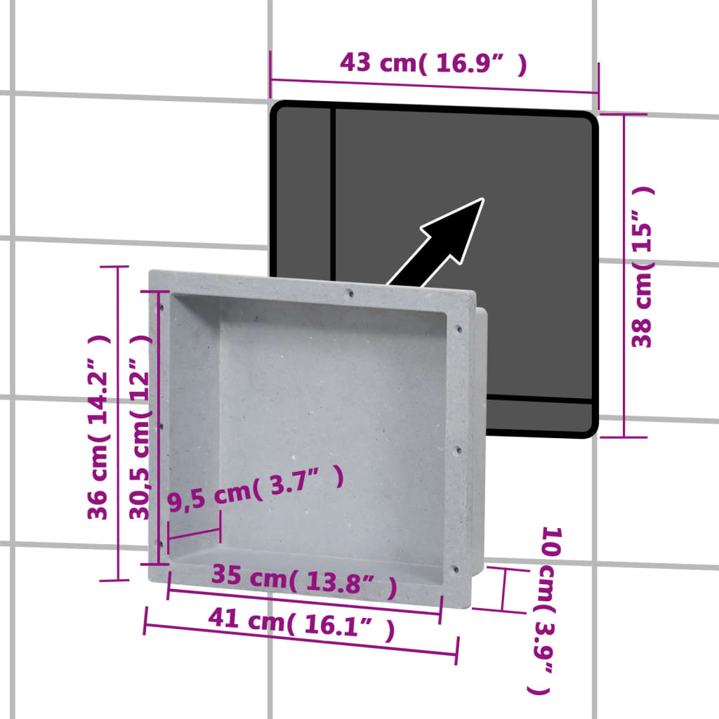Douchenis 41x36x10 cm matgrijs is nu te koop bij PeponiXL, paradijselijk wonen!
