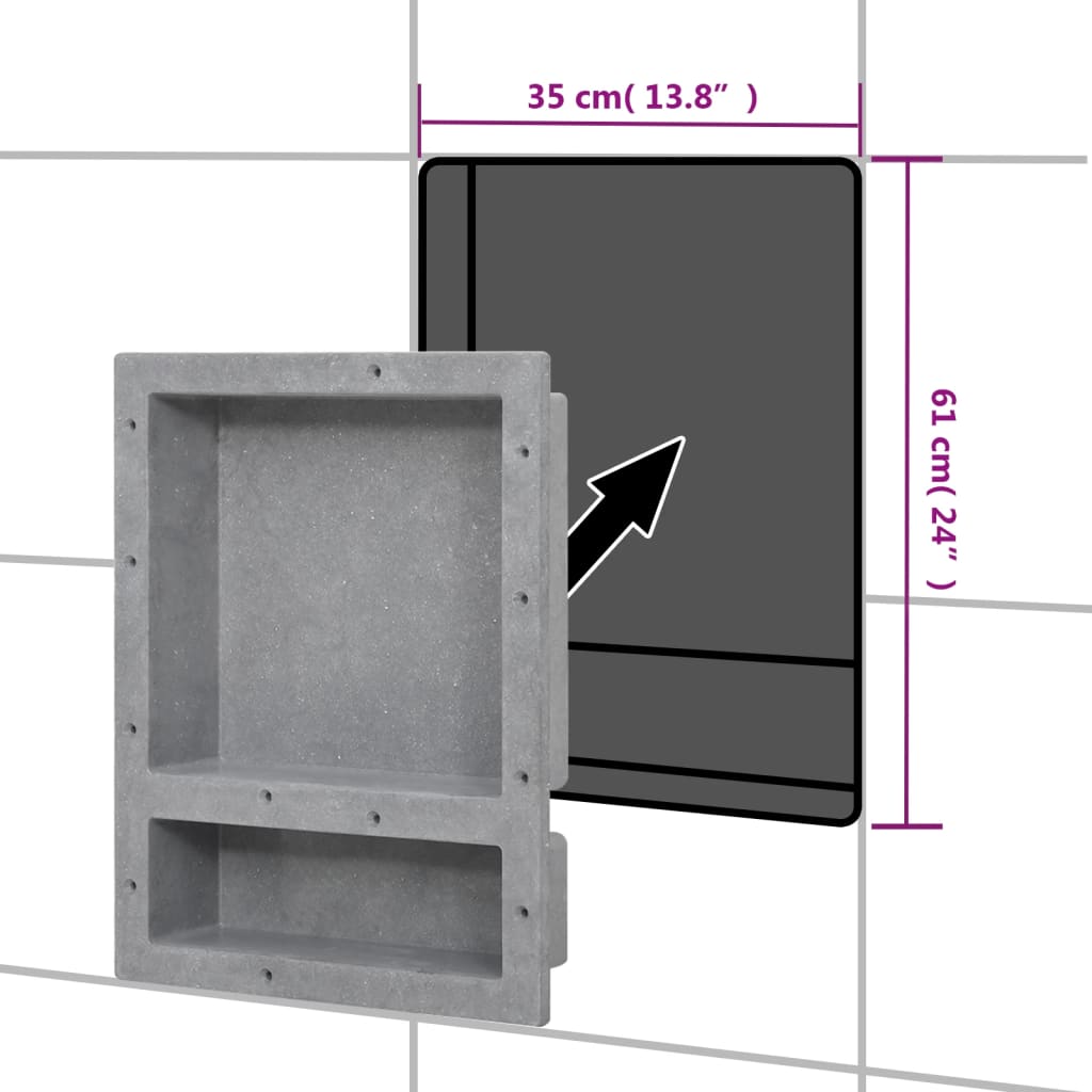 Douchenis met 2 vakken 41x51x10 cm matgrijs is nu te koop bij PeponiXL, paradijselijk wonen!