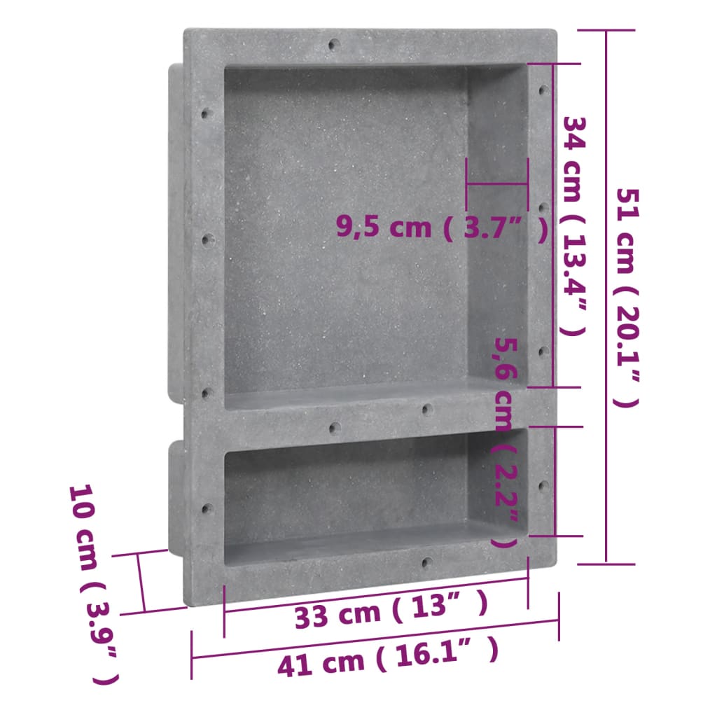 Douchenis met 2 vakken 41x51x10 cm matgrijs is nu te koop bij PeponiXL, paradijselijk wonen!