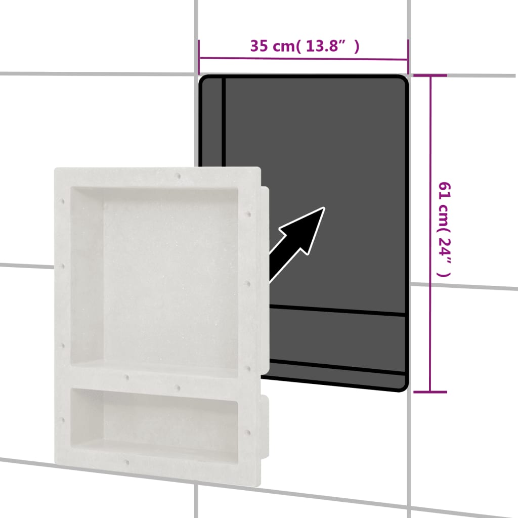 Douchenis met 2 vakken 41x51x10 cm matwit is nu te koop bij PeponiXL, paradijselijk wonen!