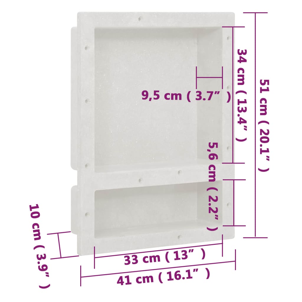 Douchenis met 2 vakken 41x51x10 cm matwit is nu te koop bij PeponiXL, paradijselijk wonen!