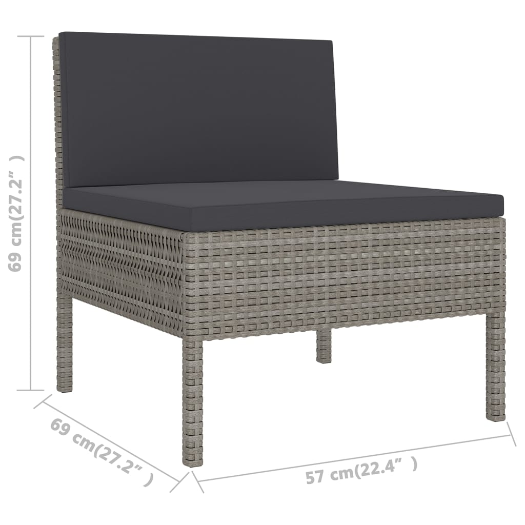 5-delige Loungeset met kussens poly rattan grijs is nu te koop bij PeponiXL, paradijselijk wonen!