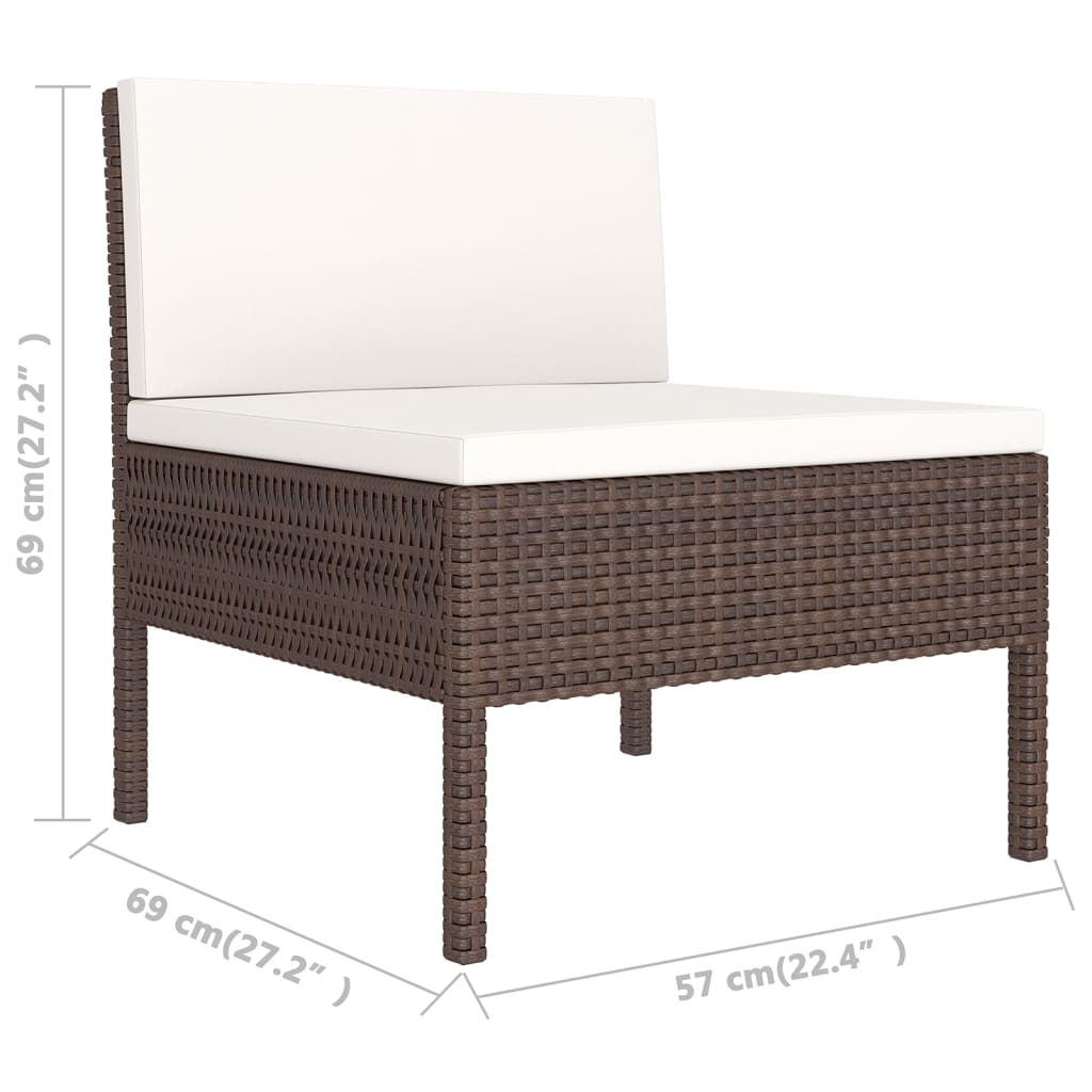 5-delige Loungeset met kussens poly rattan bruin is nu te koop bij PeponiXL, paradijselijk wonen!