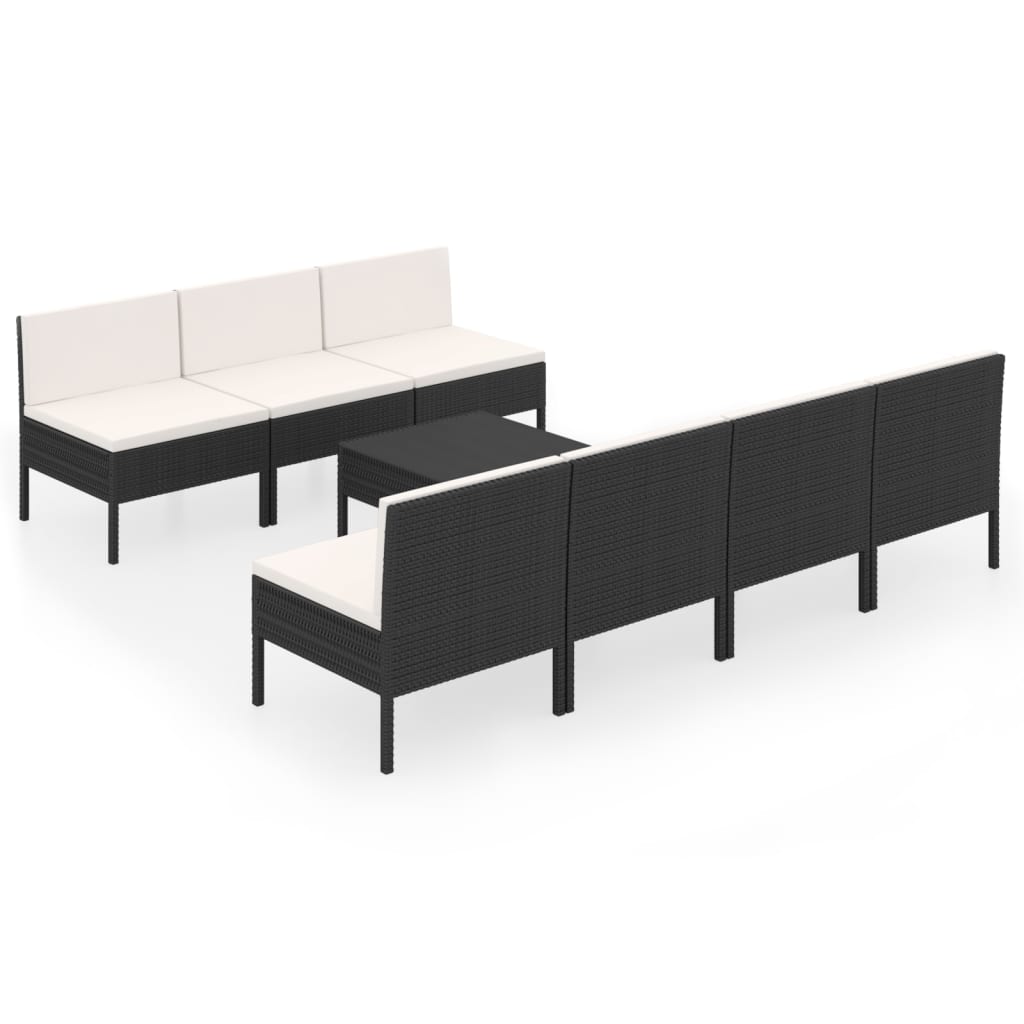 8-delige Loungeset met kussens poly rattan zwart is nu te koop bij PeponiXL, paradijselijk wonen!