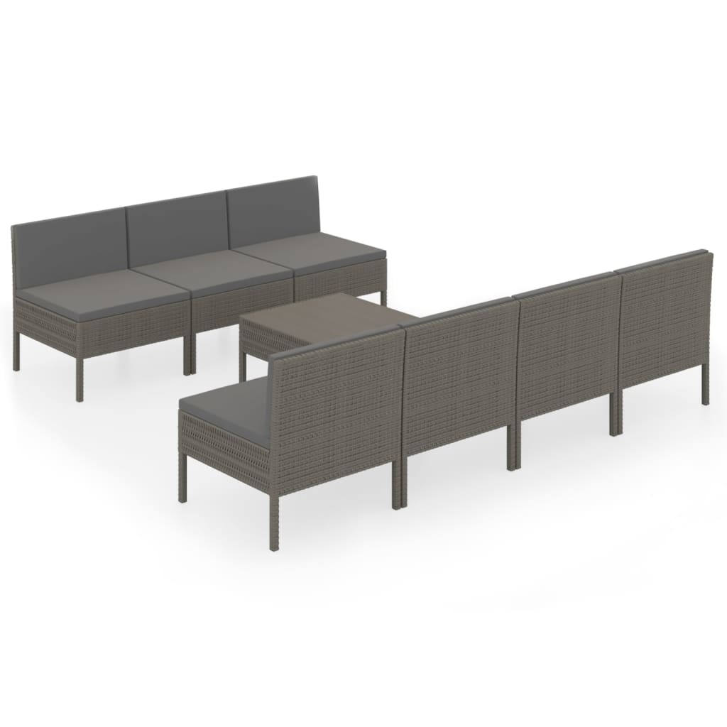 8-delige Loungeset met kussens poly rattan grijs is nu te koop bij PeponiXL, paradijselijk wonen!