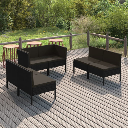6-delige Loungeset met kussens poly rattan zwart is nu te koop bij PeponiXL, paradijselijk wonen!