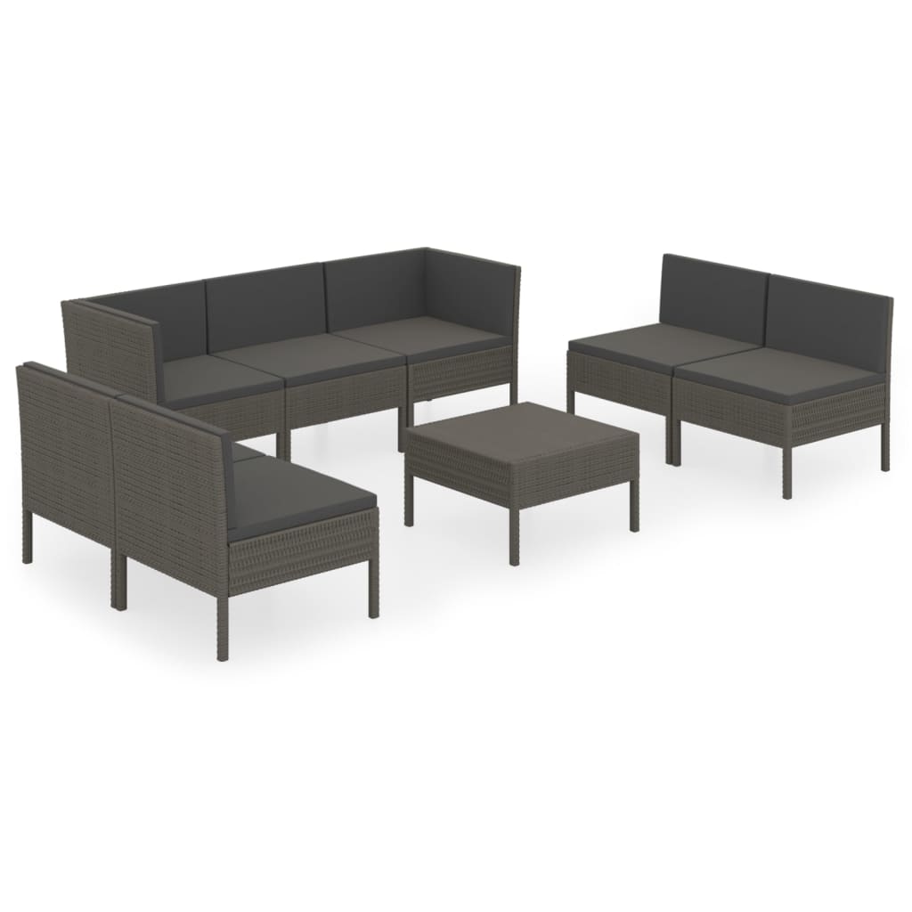 8-delige Loungeset met kussens poly rattan grijs is nu te koop bij PeponiXL, paradijselijk wonen!