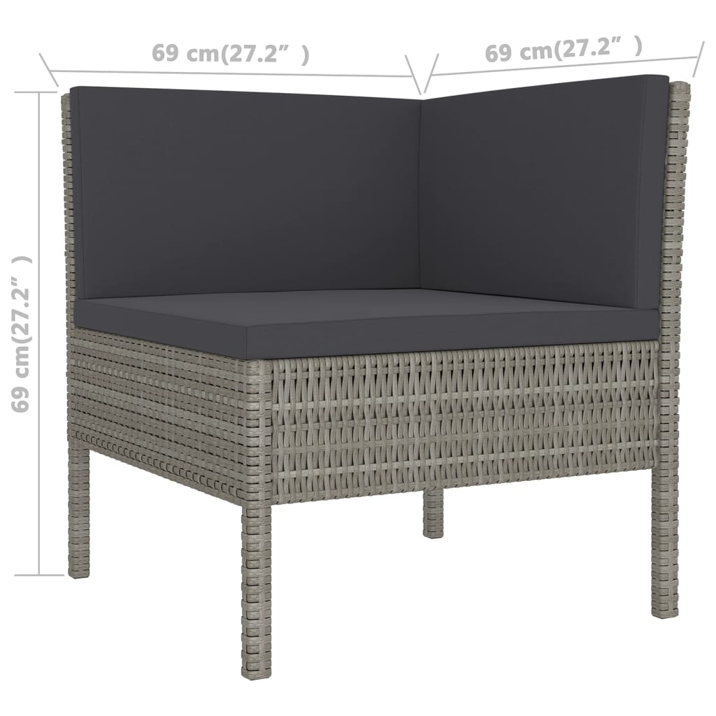 8-delige Loungeset met kussens poly rattan grijs is nu te koop bij PeponiXL, paradijselijk wonen!