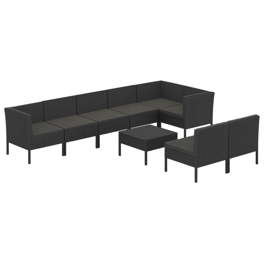 9-delige Loungeset met kussens poly rattan zwart is nu te koop bij PeponiXL, paradijselijk wonen!
