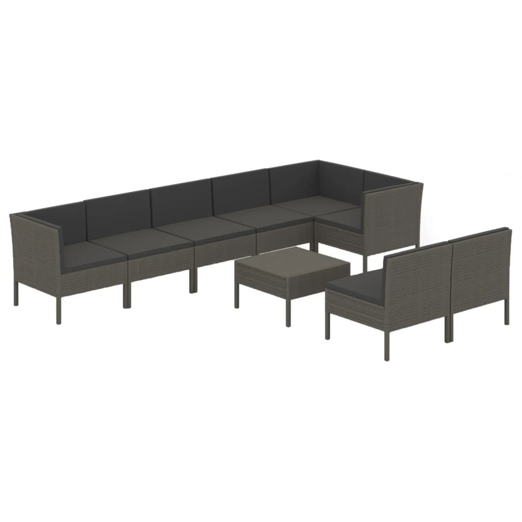 9-delige Loungeset met kussens poly rattan grijs is nu te koop bij PeponiXL, paradijselijk wonen!