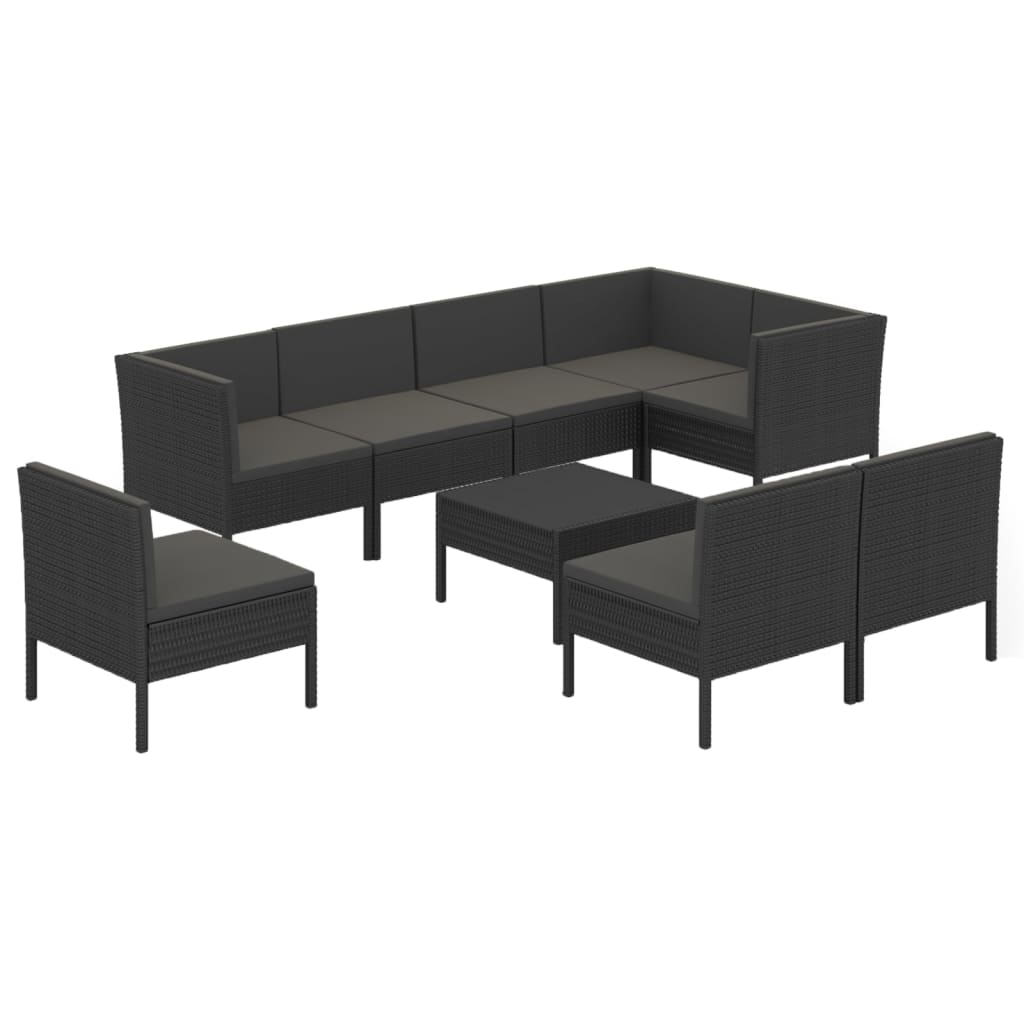 9-delige Loungeset met kussens poly rattan zwart is nu te koop bij PeponiXL, paradijselijk wonen!