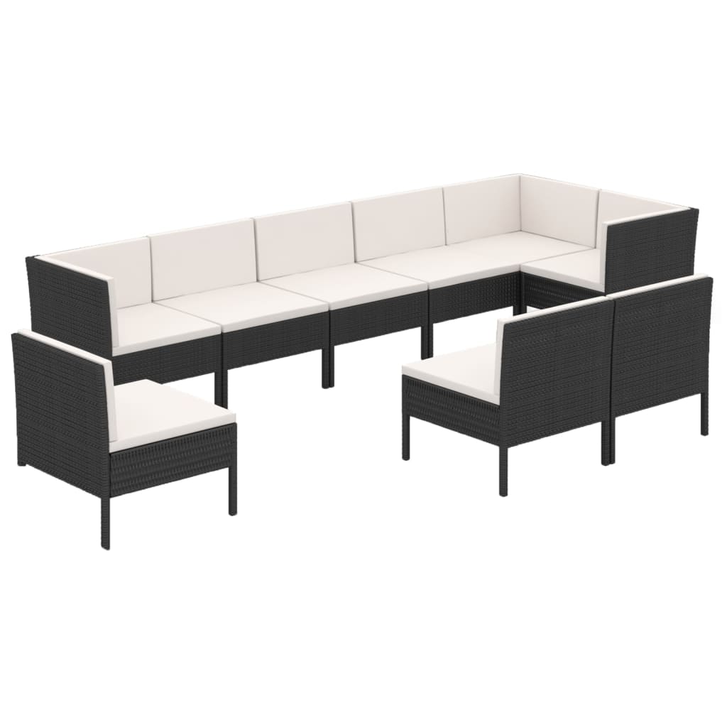 9-delige Loungeset met kussens poly rattan zwart is nu te koop bij PeponiXL, paradijselijk wonen!