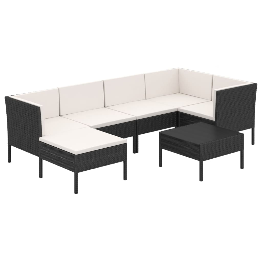 7-delige Loungeset met kussens poly rattan zwart is nu te koop bij PeponiXL, paradijselijk wonen!
