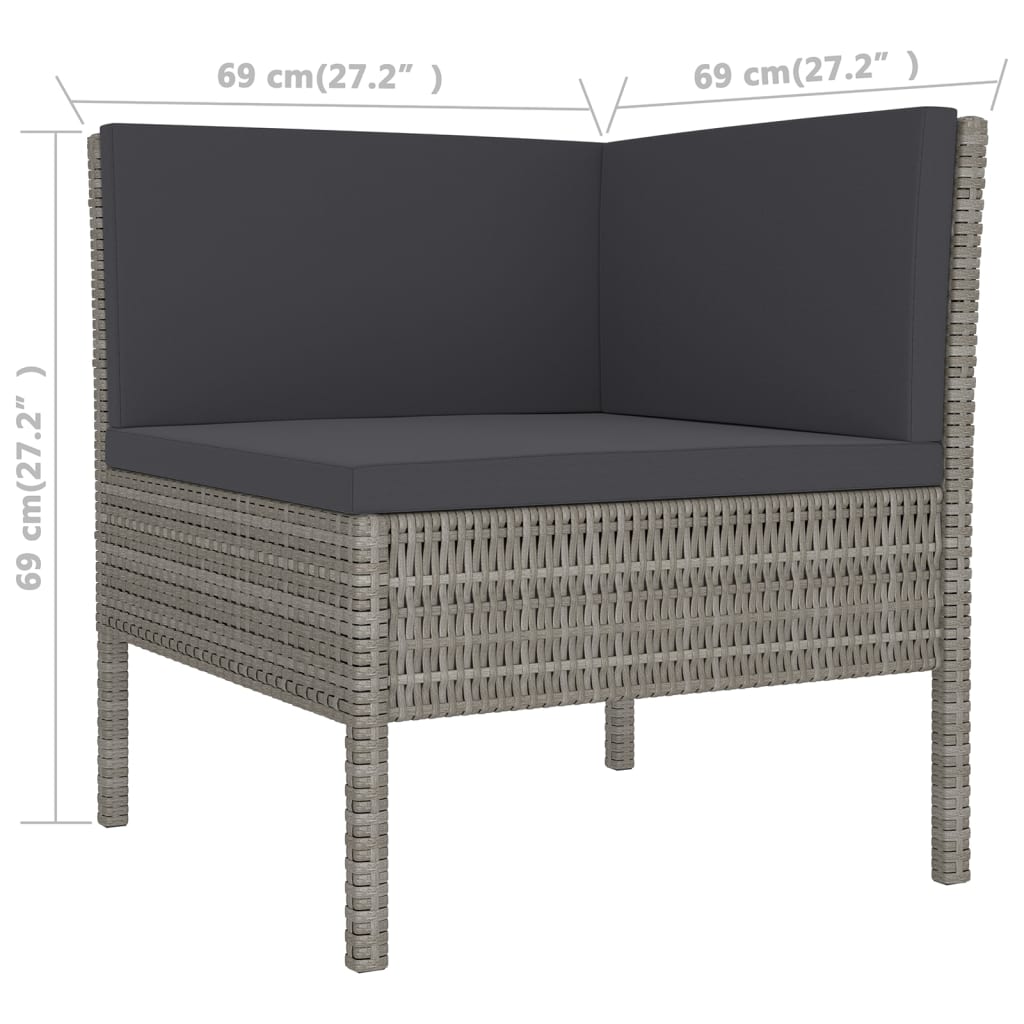 10-delige Loungeset met kussens poly rattan grijs is nu te koop bij PeponiXL, paradijselijk wonen!