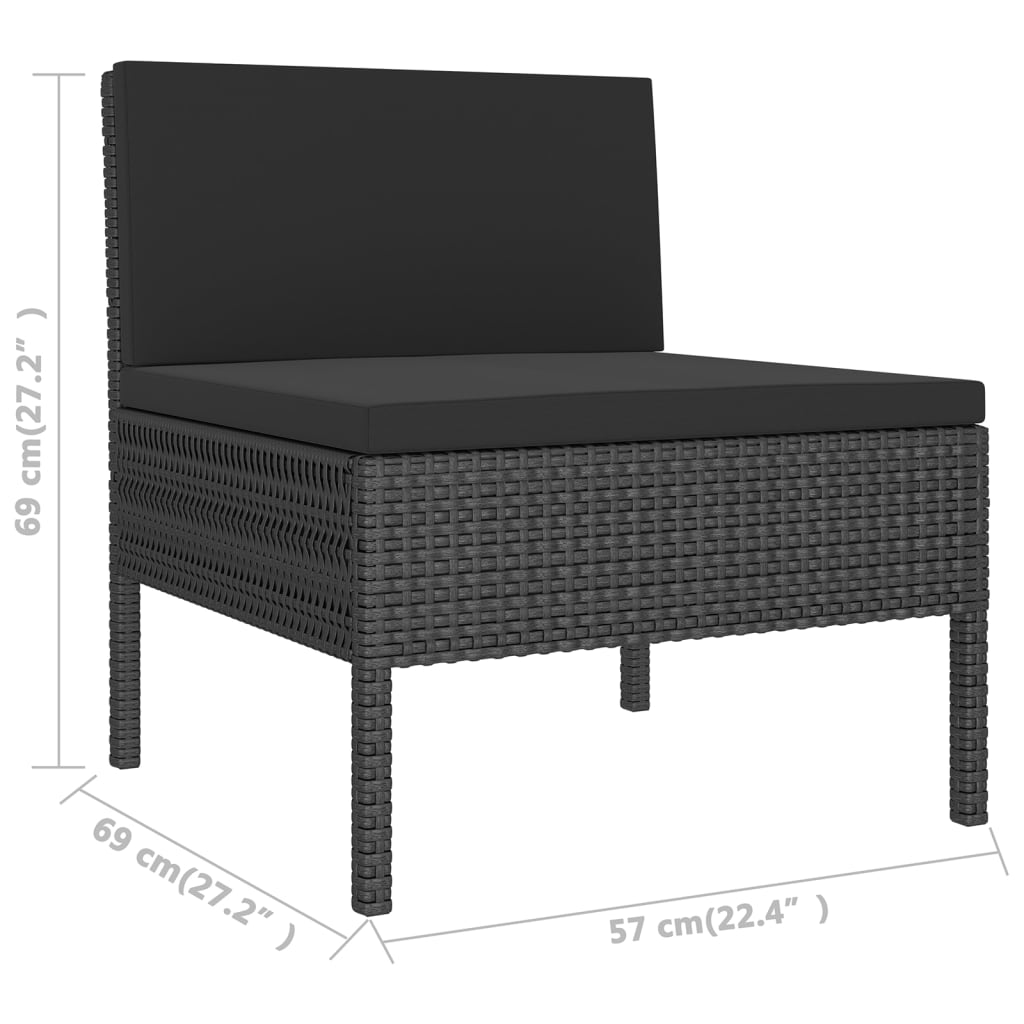 9-delige Loungeset met kussens poly rattan zwart is nu te koop bij PeponiXL, paradijselijk wonen!