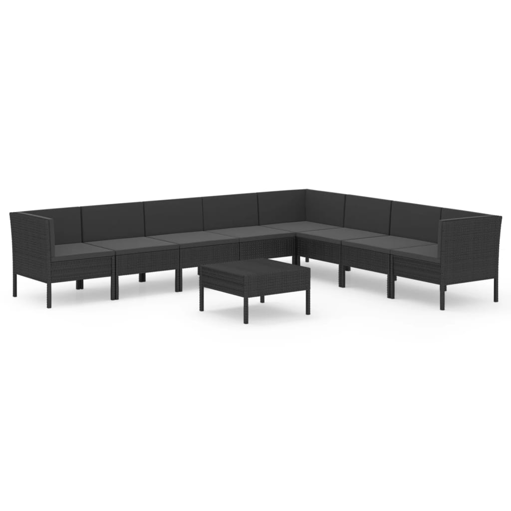 9-delige Loungeset met kussens poly rattan zwart is nu te koop bij PeponiXL, paradijselijk wonen!