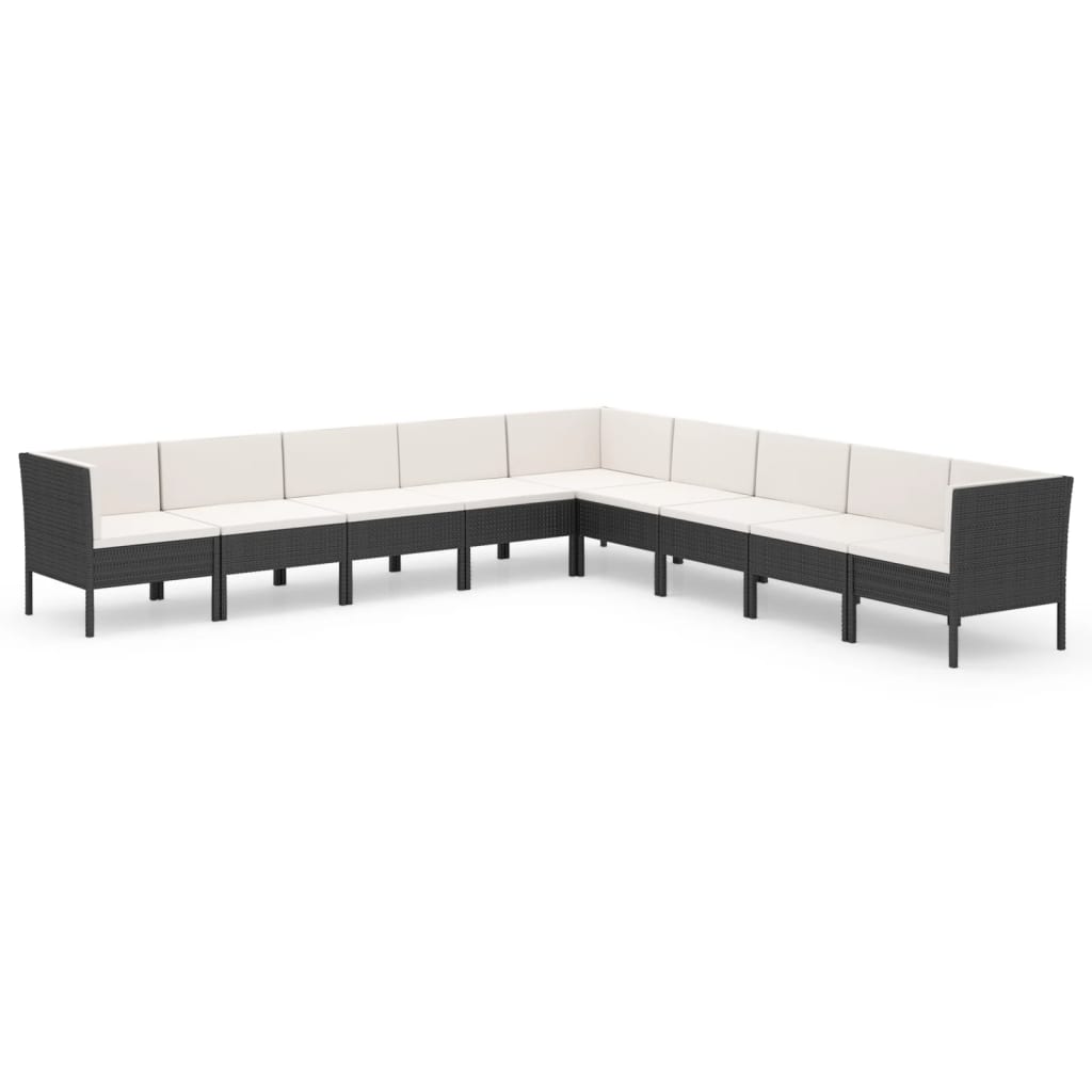 9-delige Loungeset met kussens poly rattan zwart is nu te koop bij PeponiXL, paradijselijk wonen!