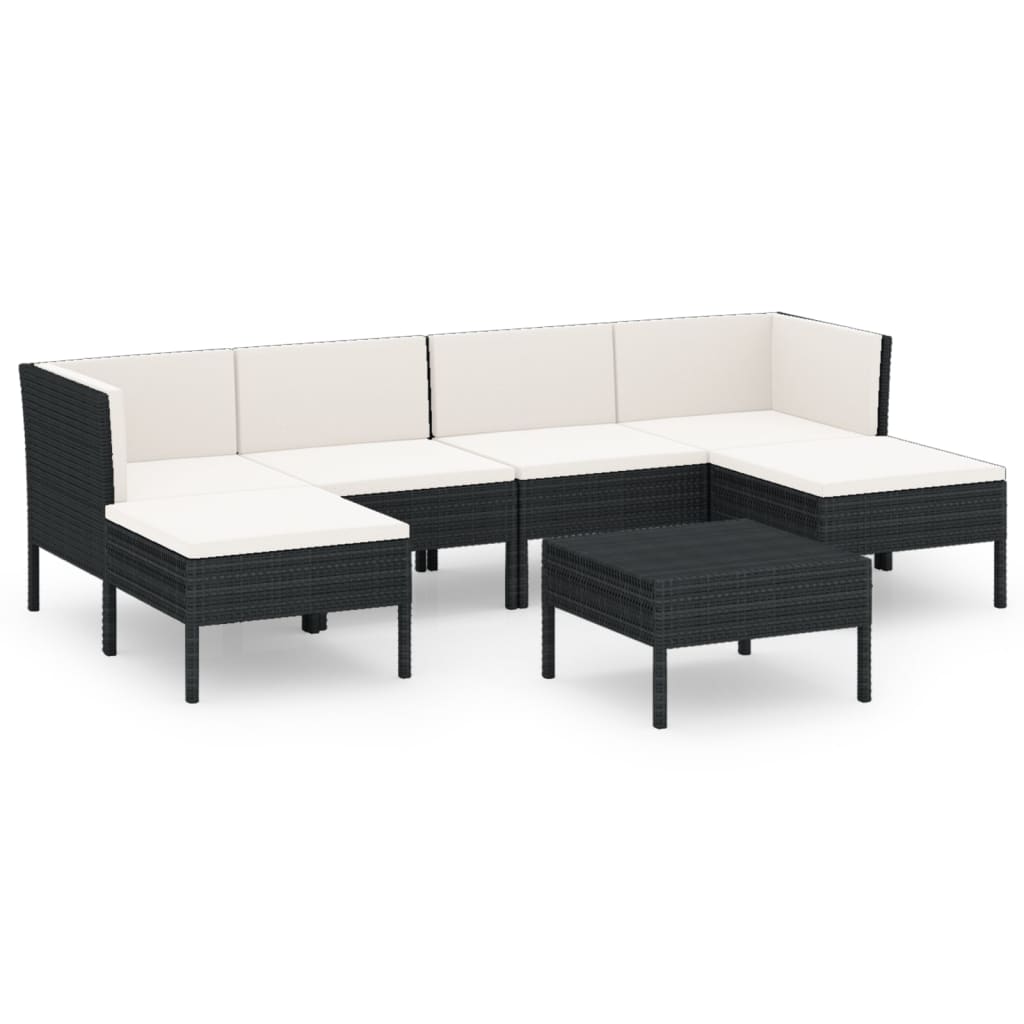 7-delige Loungeset met kussens poly rattan zwart is nu te koop bij PeponiXL, paradijselijk wonen!