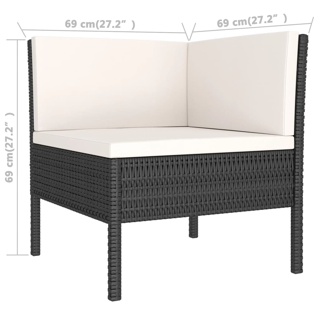 7-delige Loungeset met kussens poly rattan zwart is nu te koop bij PeponiXL, paradijselijk wonen!