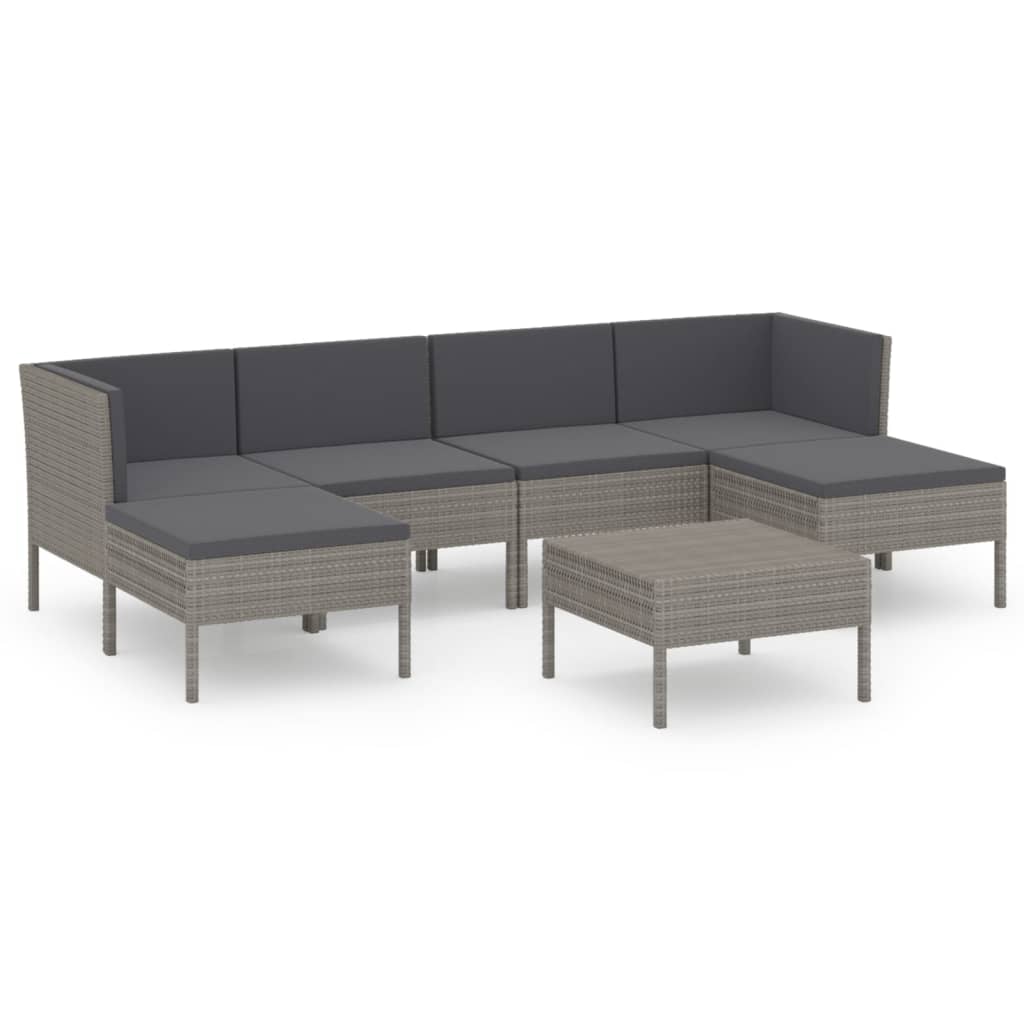 7-delige Loungeset met kussens poly rattan grijs is nu te koop bij PeponiXL, paradijselijk wonen!