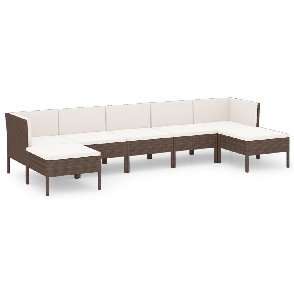 7-delige Loungeset met kussens poly rattan bruin is nu te koop bij PeponiXL, paradijselijk wonen!