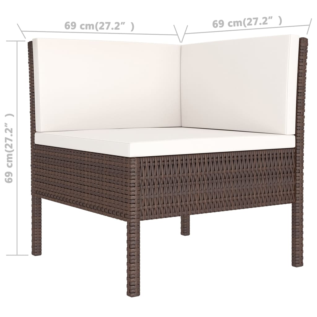 7-delige Loungeset met kussens poly rattan bruin is nu te koop bij PeponiXL, paradijselijk wonen!
