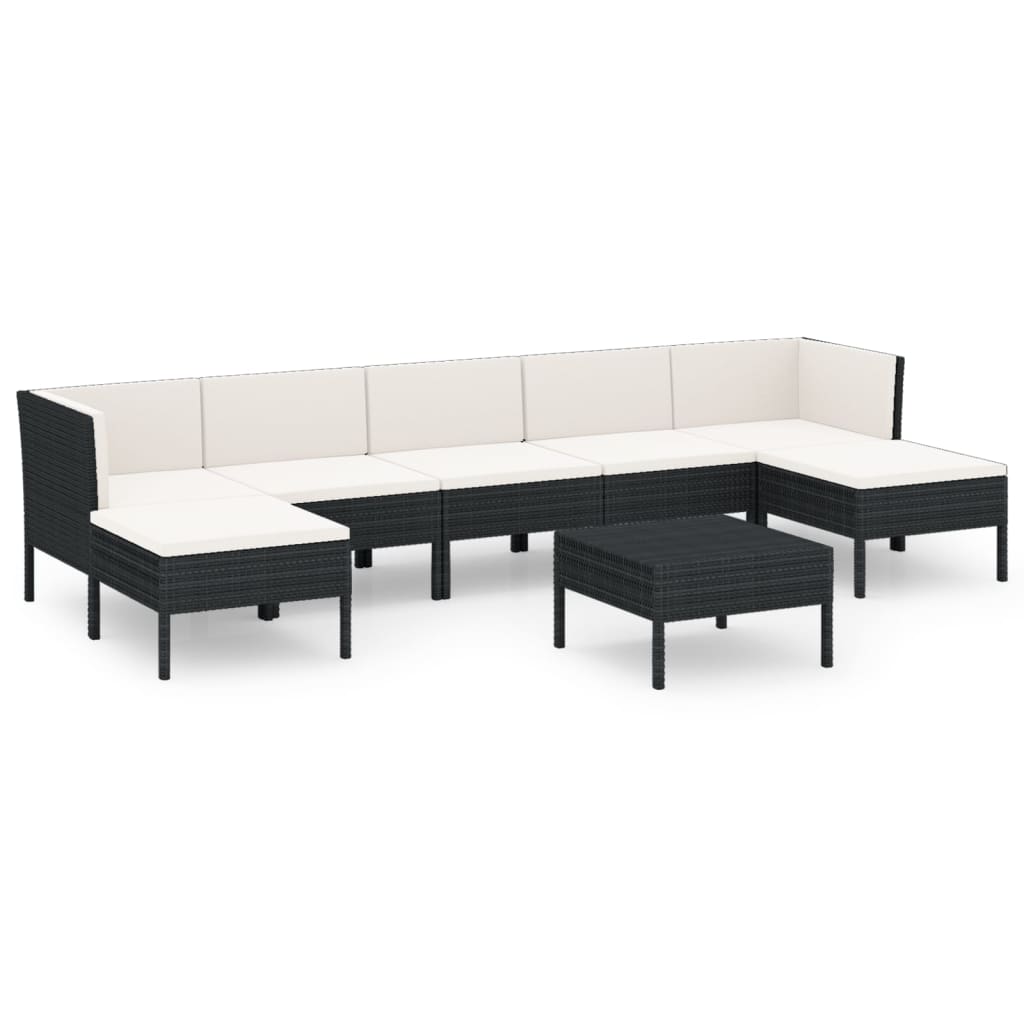 8-delige Loungeset met kussens poly rattan zwart is nu te koop bij PeponiXL, paradijselijk wonen!