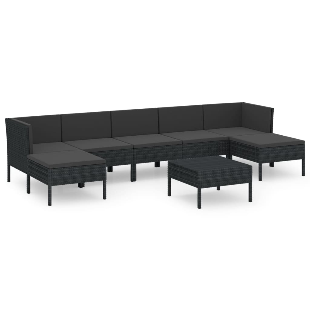 8-delige Loungeset met kussens poly rattan zwart is nu te koop bij PeponiXL, paradijselijk wonen!