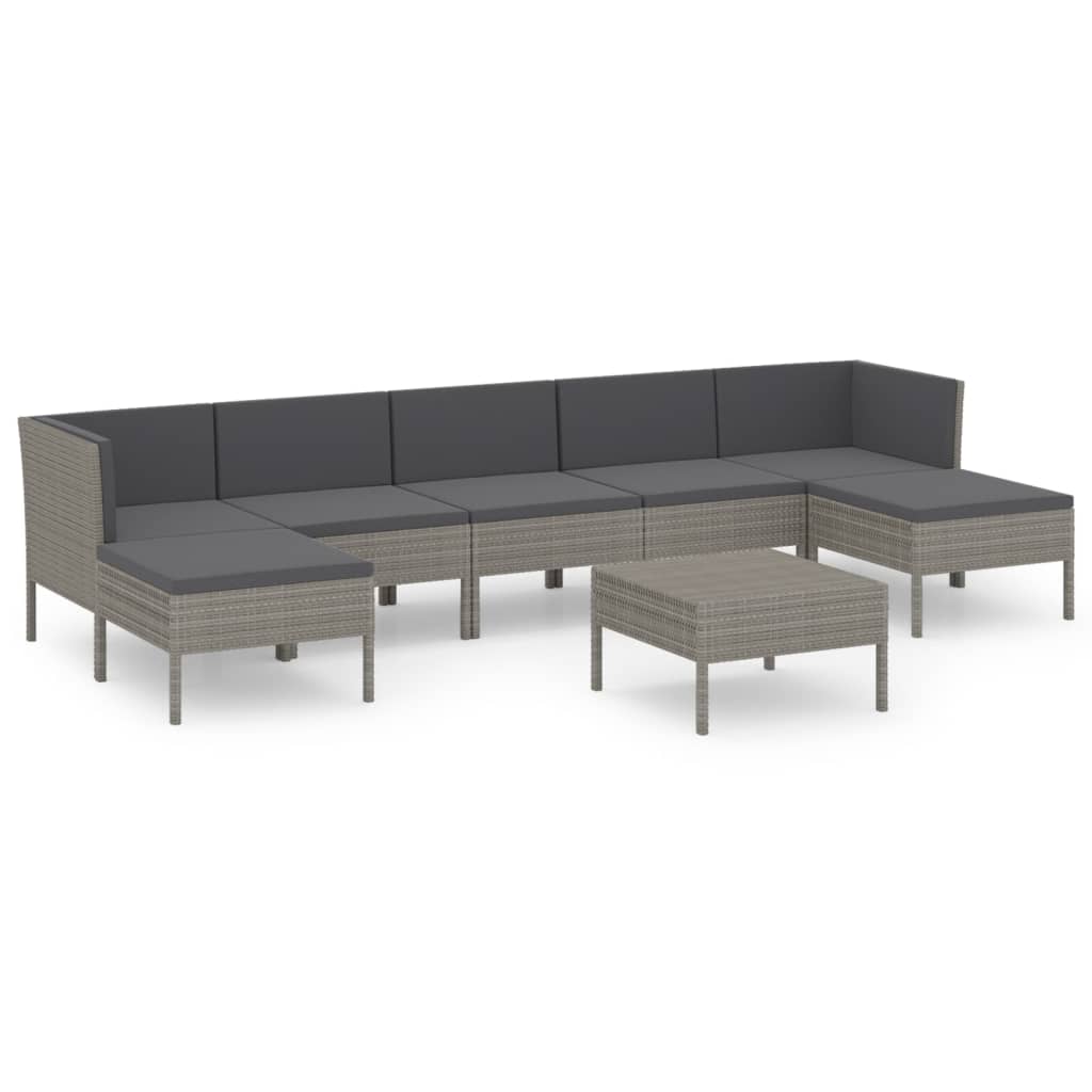8-delige Loungeset met kussens poly rattan grijs is nu te koop bij PeponiXL, paradijselijk wonen!