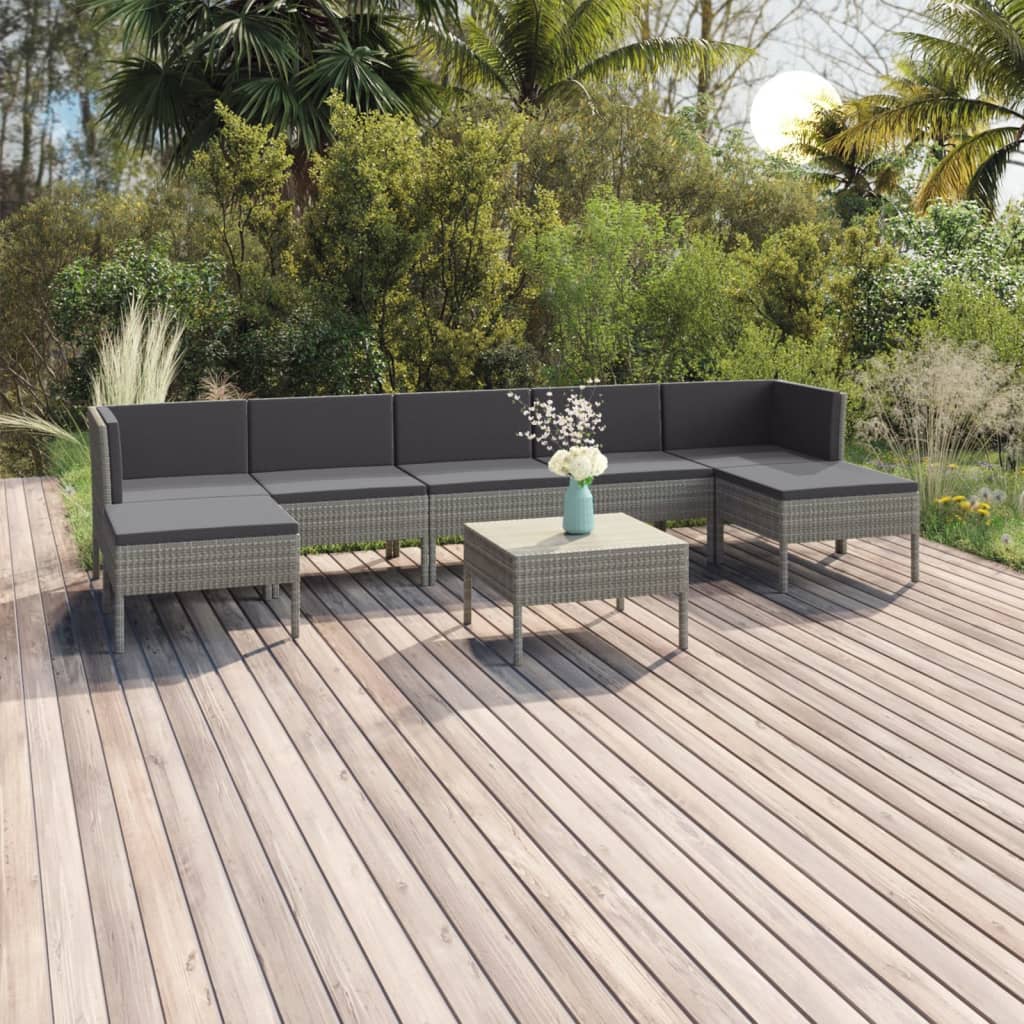 8-delige Loungeset met kussens poly rattan grijs is nu te koop bij PeponiXL, paradijselijk wonen!