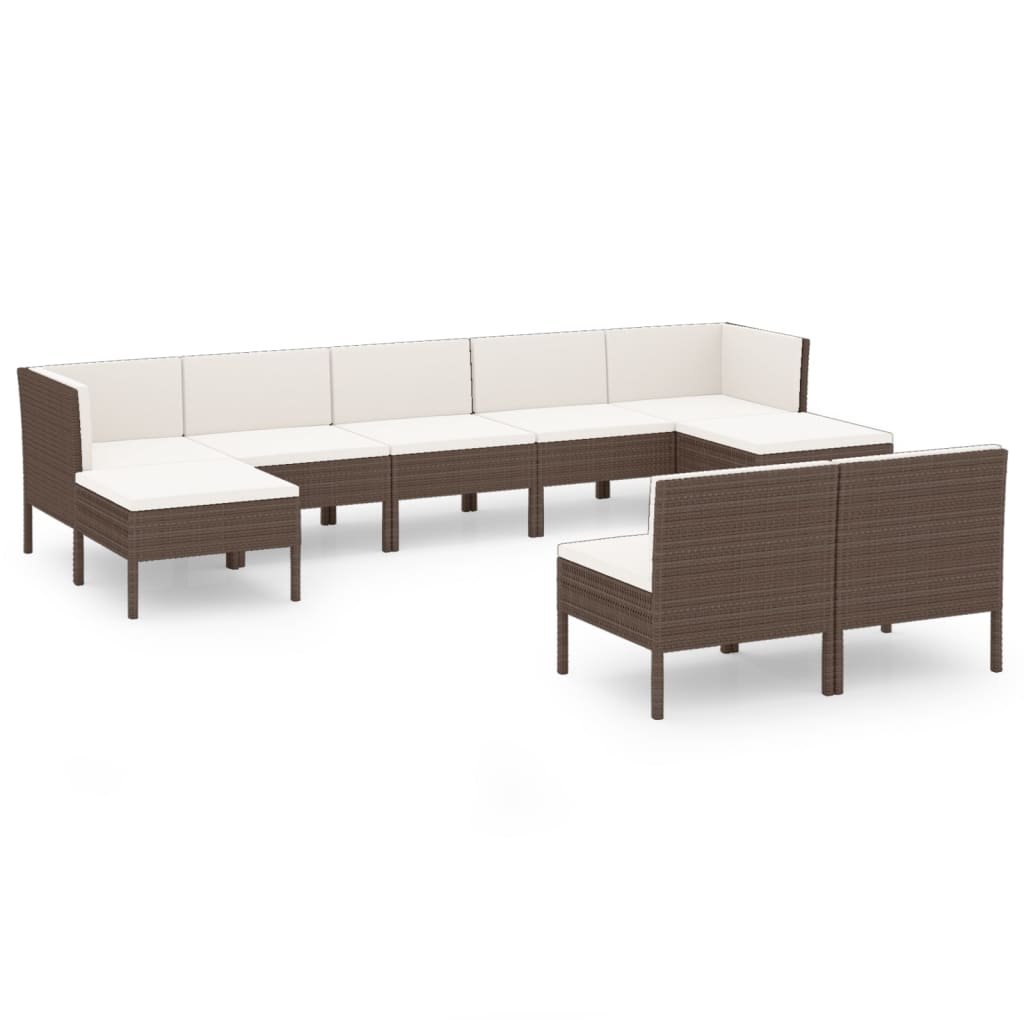 9-delige Loungeset met kussens poly rattan bruin is nu te koop bij PeponiXL, paradijselijk wonen!