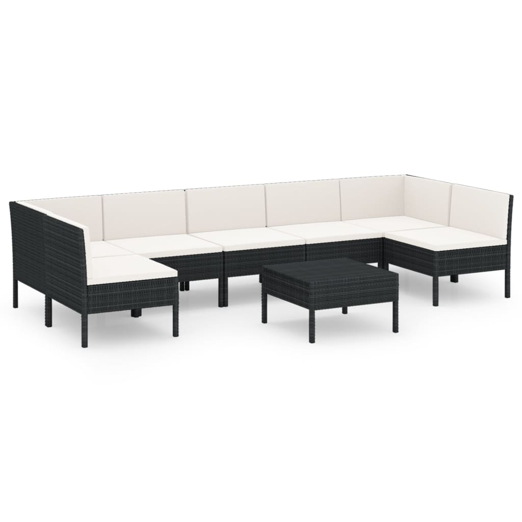 8-delige Loungeset met kussens poly rattan zwart is nu te koop bij PeponiXL, paradijselijk wonen!