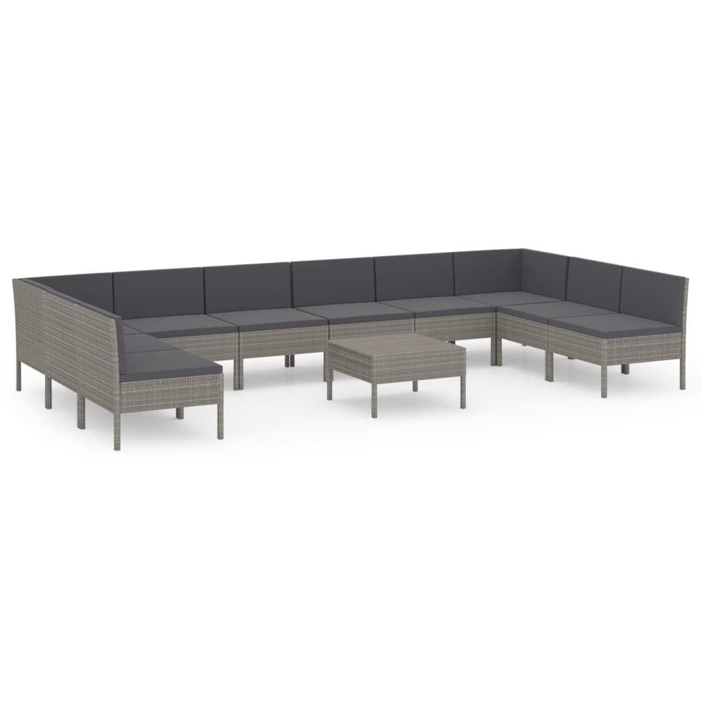 11-delige Loungeset met kussens poly rattan grijs is nu te koop bij PeponiXL, paradijselijk wonen!