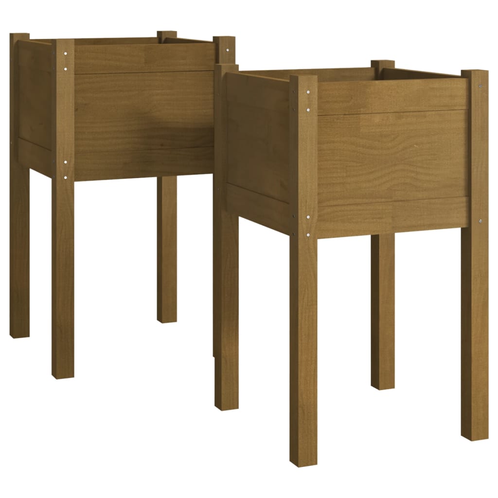 Plantenbakken 2 st 40x40x70 cm massief grenenhout honingbruin is nu te koop bij PeponiXL, paradijselijk wonen!