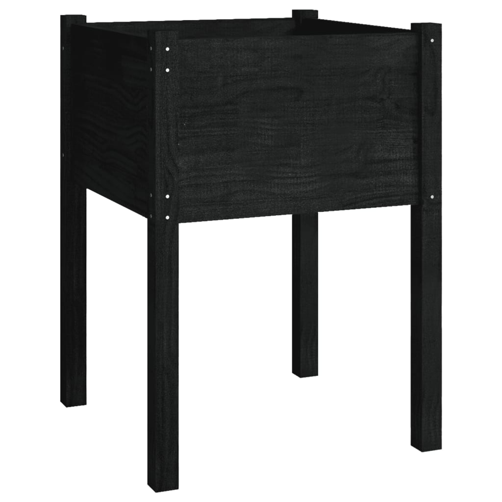 Plantenbakken 2 st 50x50x70 cm massief grenenhout zwart is nu te koop bij PeponiXL, paradijselijk wonen!