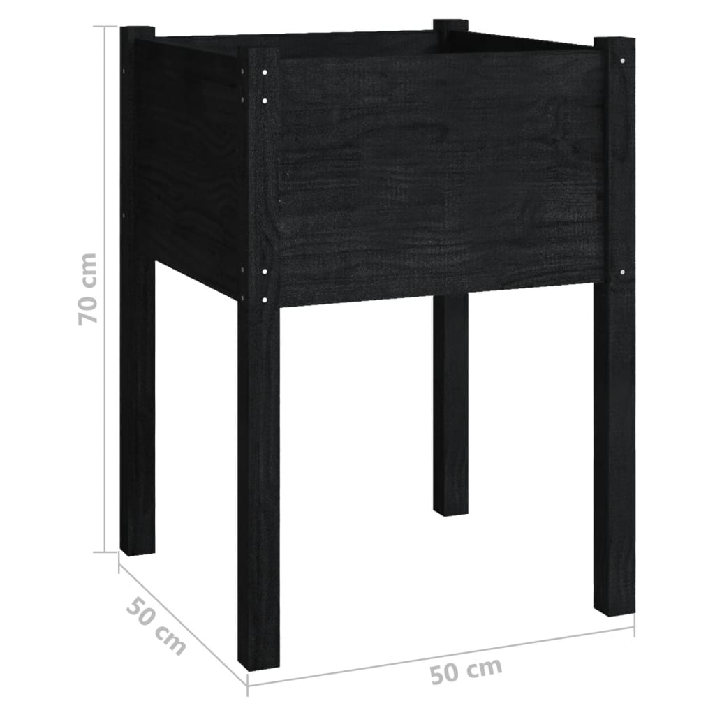 Plantenbakken 2 st 50x50x70 cm massief grenenhout zwart is nu te koop bij PeponiXL, paradijselijk wonen!