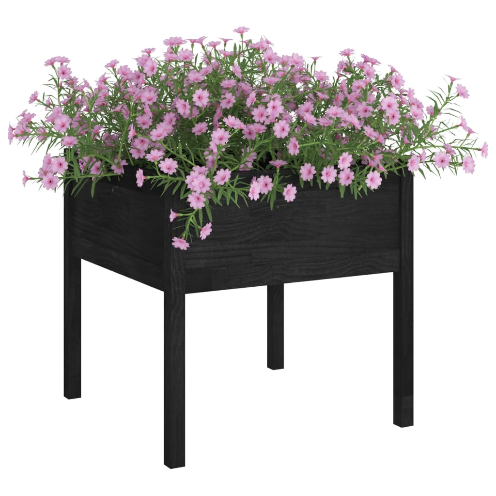 Plantenbak 70x70x70 cm massief grenenhout zwart is nu te koop bij PeponiXL, paradijselijk wonen!