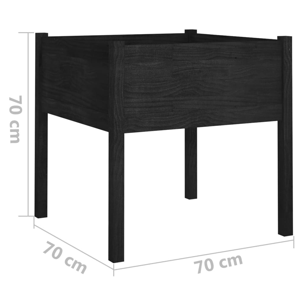 Plantenbak 70x70x70 cm massief grenenhout zwart is nu te koop bij PeponiXL, paradijselijk wonen!