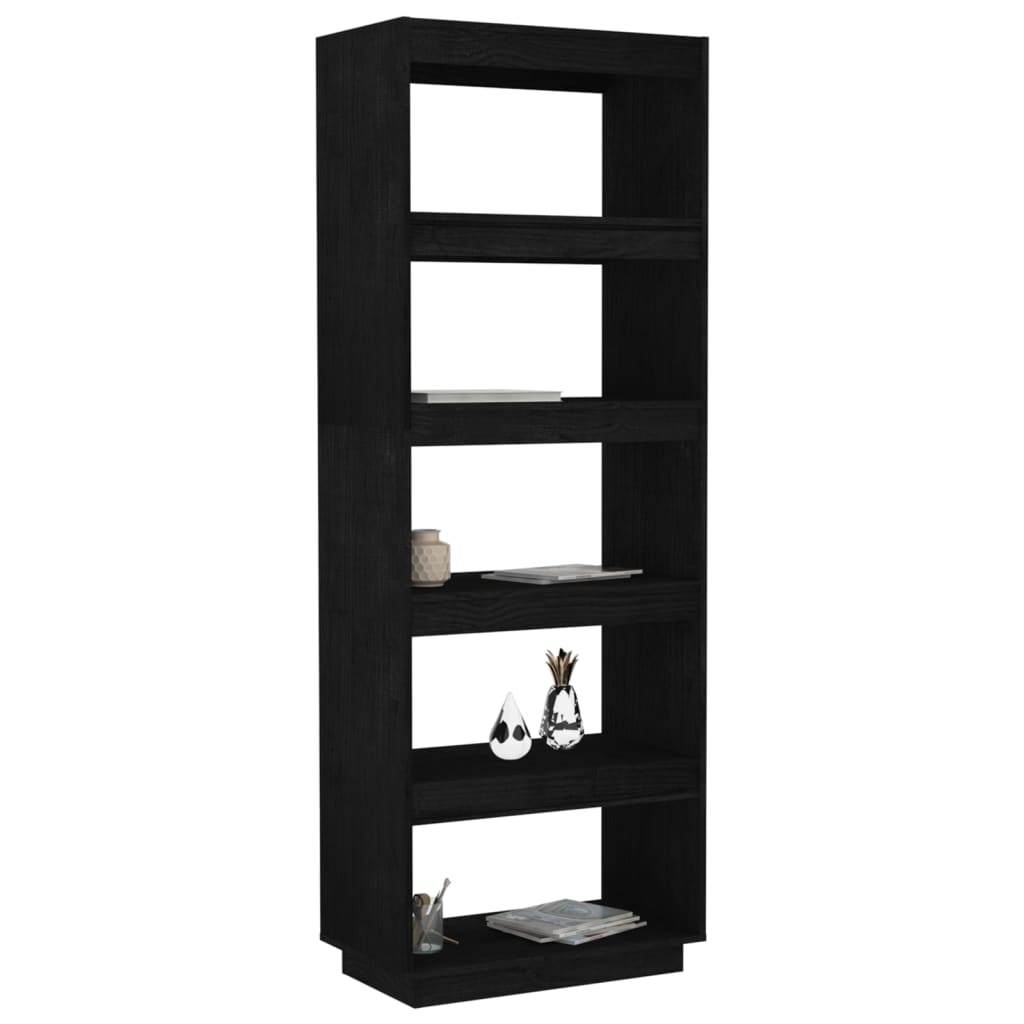Boekenkast/kamerscherm 60x35x167 cm massief grenenhout zwart is nu te koop bij PeponiXL, paradijselijk wonen!