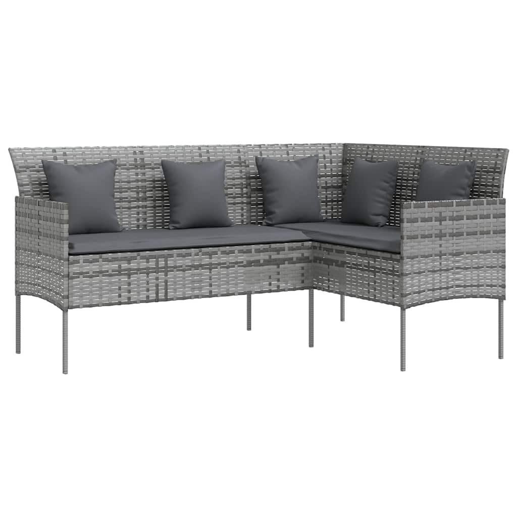 5-delige Loungeset met kussens L-vormig poly rattan grijs is nu te koop bij PeponiXL, paradijselijk wonen!