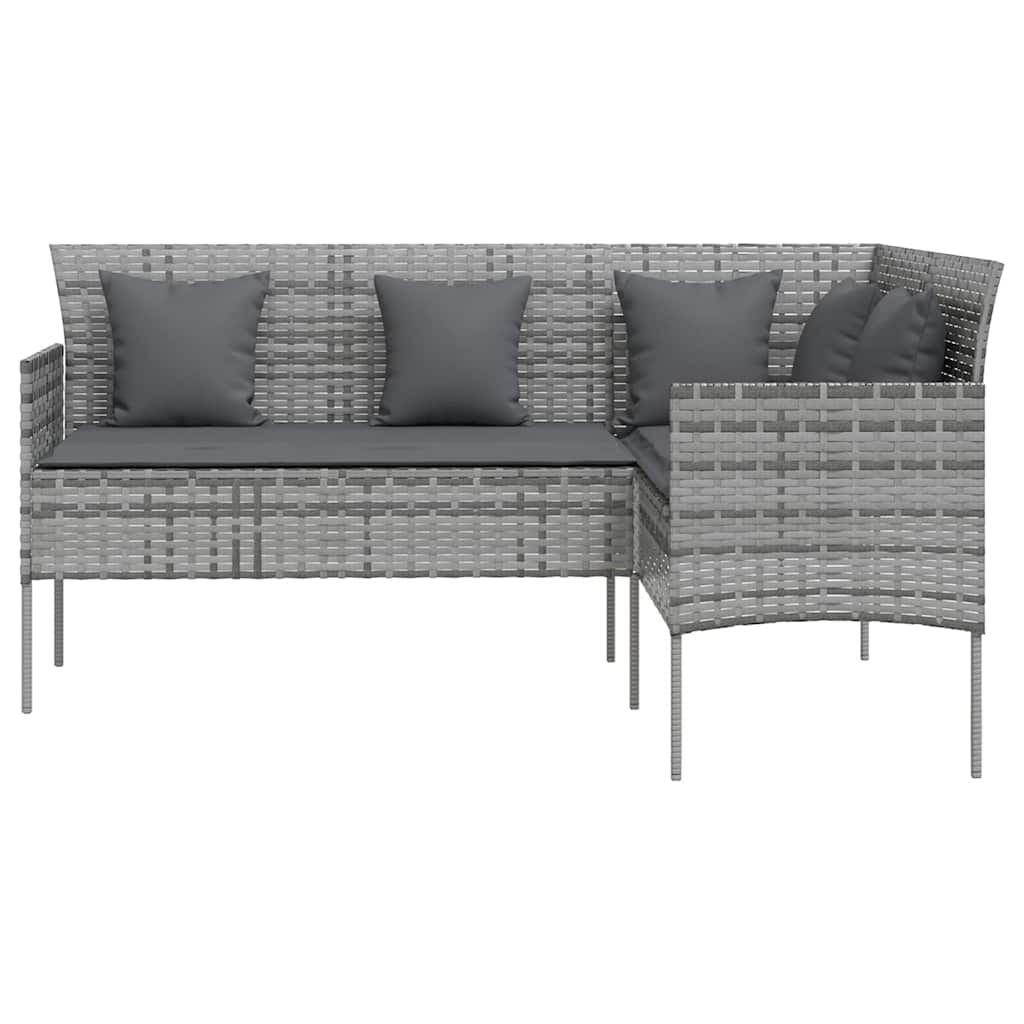 5-delige Loungeset met kussens L-vormig poly rattan grijs is nu te koop bij PeponiXL, paradijselijk wonen!