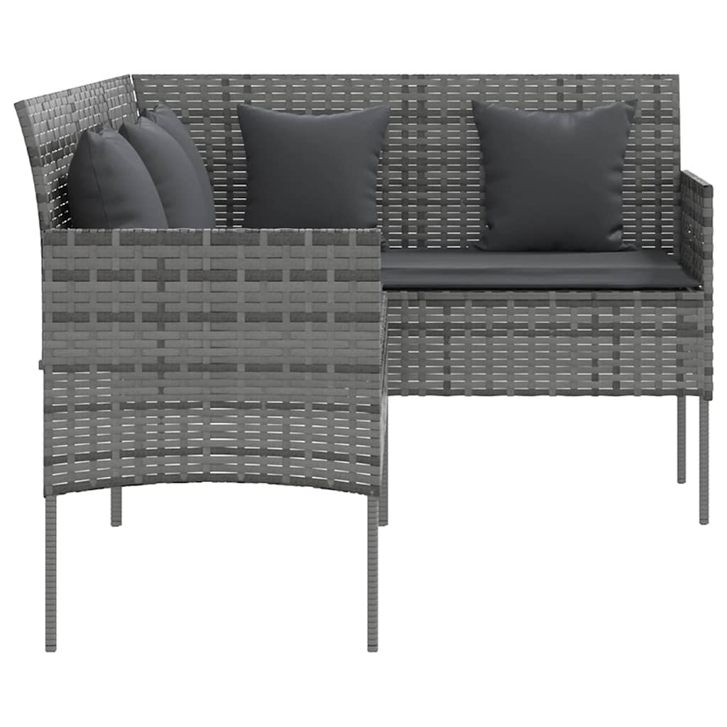 5-delige Loungeset met kussens L-vormig poly rattan grijs is nu te koop bij PeponiXL, paradijselijk wonen!