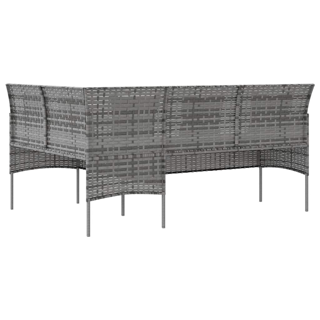 5-delige Loungeset met kussens L-vormig poly rattan grijs is nu te koop bij PeponiXL, paradijselijk wonen!