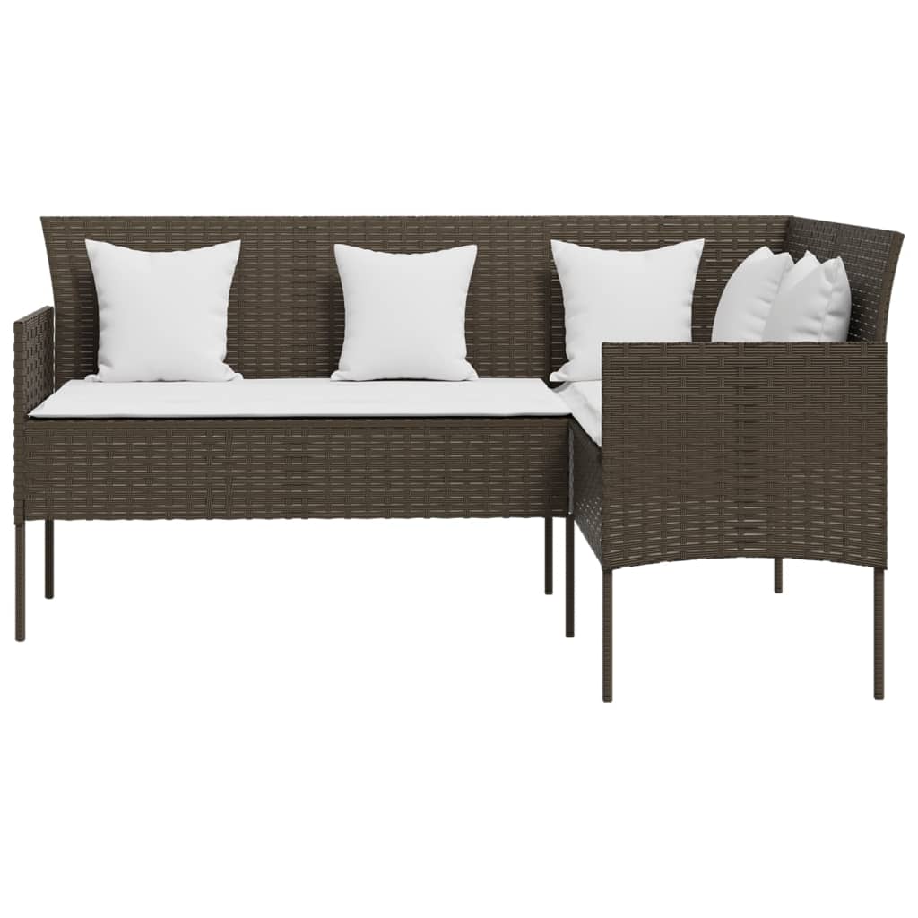 Loungebank met kussens L-vormig poly rattan bruin is nu te koop bij PeponiXL, paradijselijk wonen!