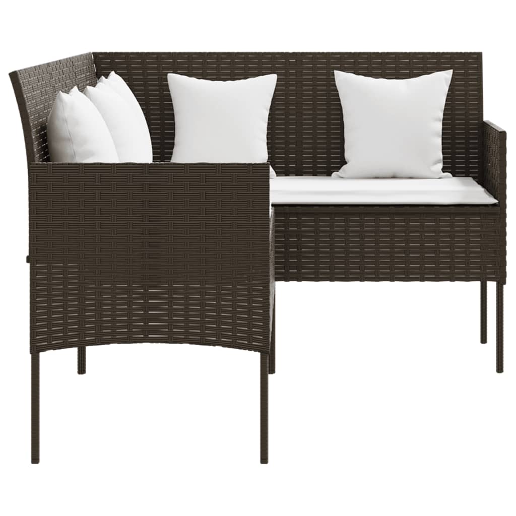 Loungebank met kussens L-vormig poly rattan bruin is nu te koop bij PeponiXL, paradijselijk wonen!