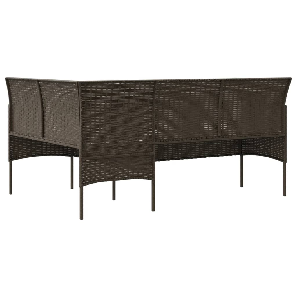 Loungebank met kussens L-vormig poly rattan bruin is nu te koop bij PeponiXL, paradijselijk wonen!