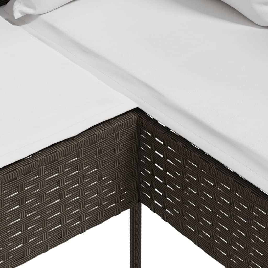 Loungebank met kussens L-vormig poly rattan bruin is nu te koop bij PeponiXL, paradijselijk wonen!