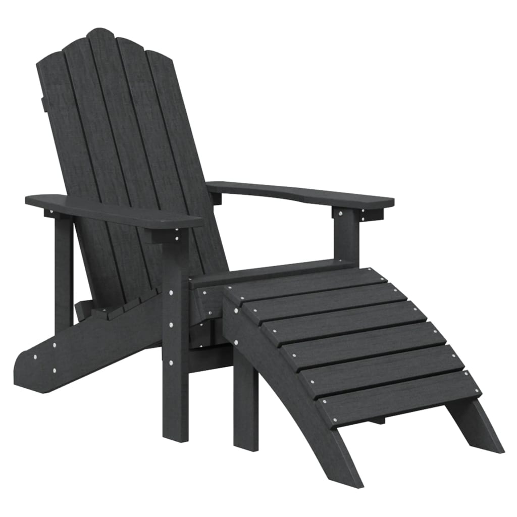 Tuinstoel Adirondack met voetenbank HDPE antracietkleurig is nu te koop bij PeponiXL, paradijselijk wonen!